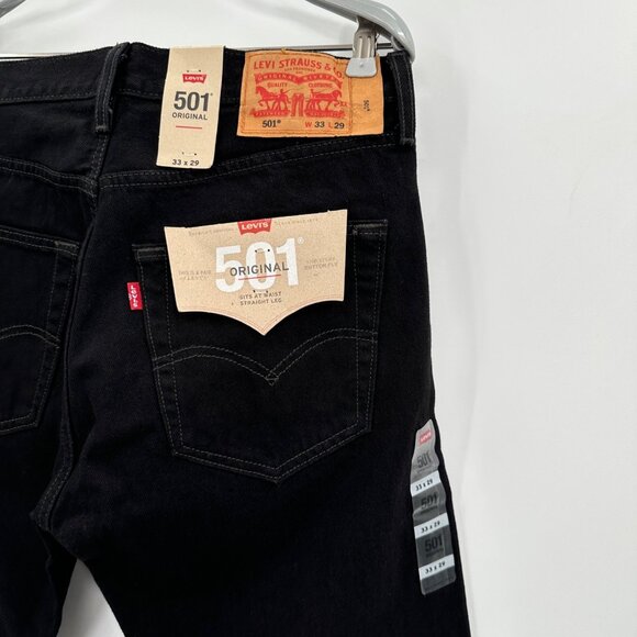 Levi's Men's 501 Jeans in Black size 33x29 100% Cotton Original Fit Straight Leg - Picture 7 of 11